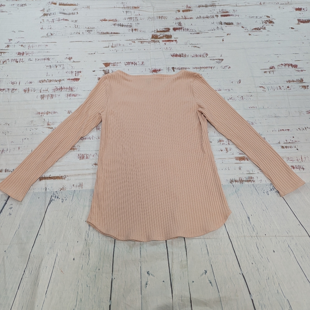 Eileen Fisher Long Sleeve Ribbed Basic Top - Picture 2 of 4